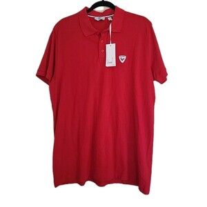 Rossignol Logo Patch Ski Golf Polo Shirt Casual T-Shirt 2XL Carmin Red NWT
